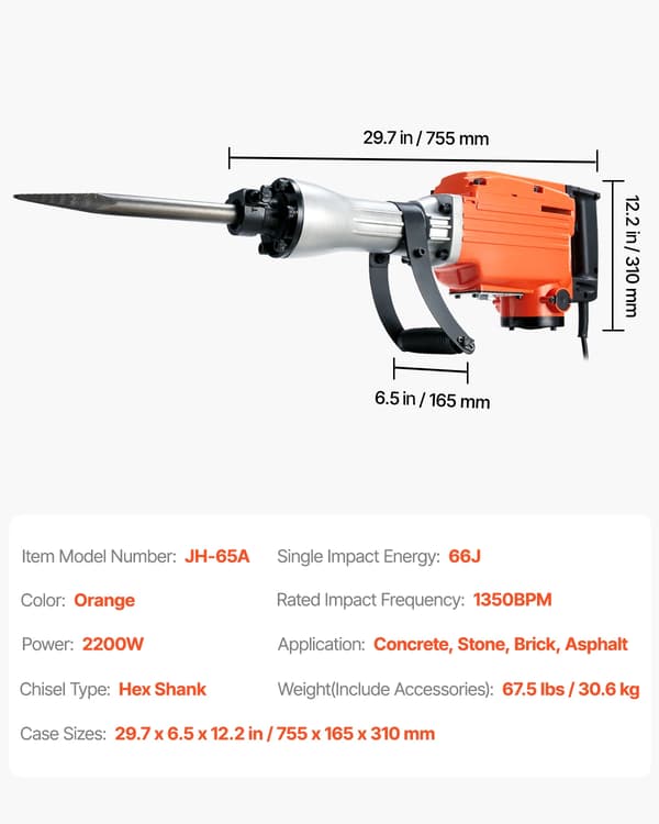 Rivhammare, 2200W Effekt, 1350 BPM Prestanda, 1350BPM 6PCs