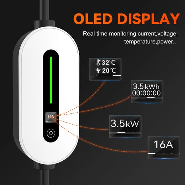 Bärbar EV-laddare, 3,5 kW, 16 A, 3.5kW 16A, Typ2