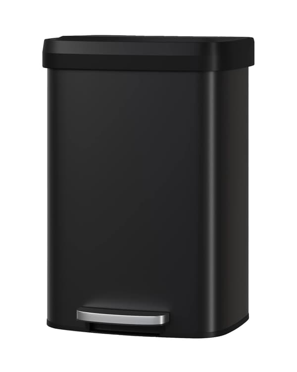 Affaldsspand, 13 Gallon Kapacitet, Træd-På Design,sort