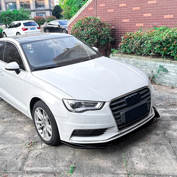 Front Bumper Lip Spoiler, Holdbar ABS Konstruktion, Nem Installation,Glansfuld Sort