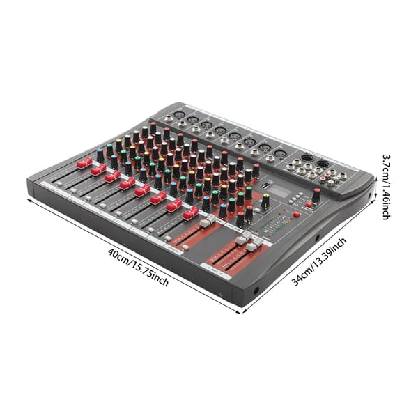 Lydmixer, 8 Kanaler, 48V Phantom Strøm, Bluetooth Forbindelse, Maksimal Udgivelsesniveau +26dBu, Frekvensrespons 20Hz til 30KHz