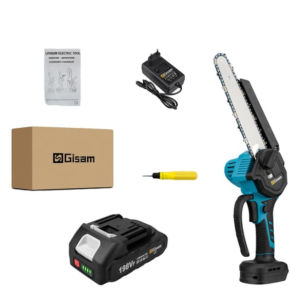 Mini kædesav, børsteløs motor, 8-tommer guideplade,1 Batteri