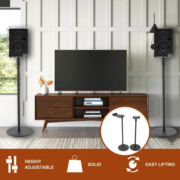 Högtalarställ, Justerbar Höjd 75-140 cm, Maximal Belastning 5 kg, 360° Rotation, Rund Basdesign, Två Installationsmetoder
