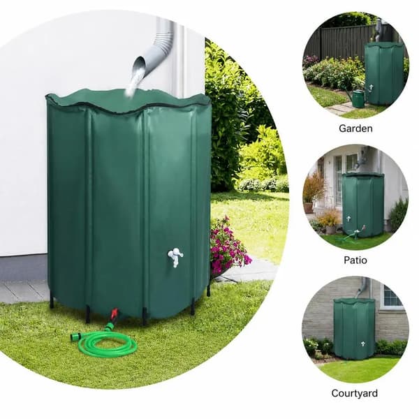 Regnvatteninsamlingsfat, 1000L Sammanfallande Design, Lätt Montering,Grön