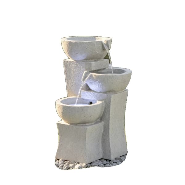 Inomhusvattenfall, polyresin, 3-lagers design, 27,2 × 27,8 × 39,5 cm, enkel montering, komplett cirkulationssystem