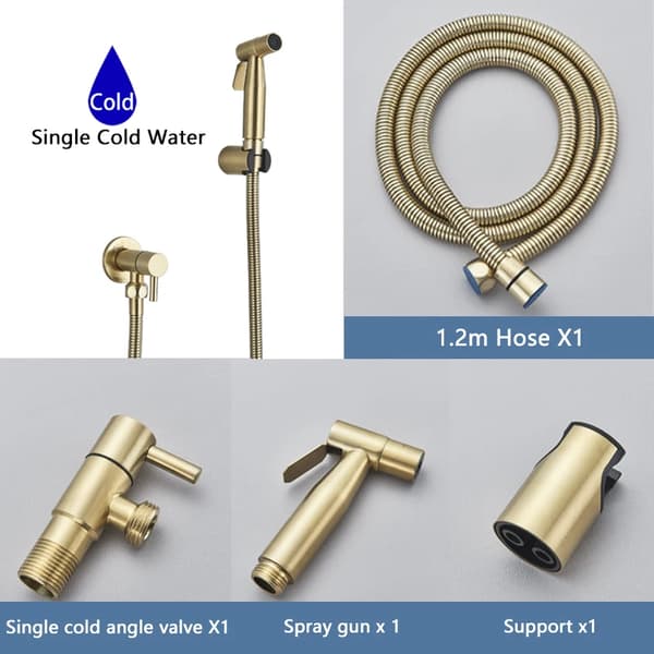 Bidet Sprayer, Väggmonterad, Rostfritt Stål,Borstad Guld