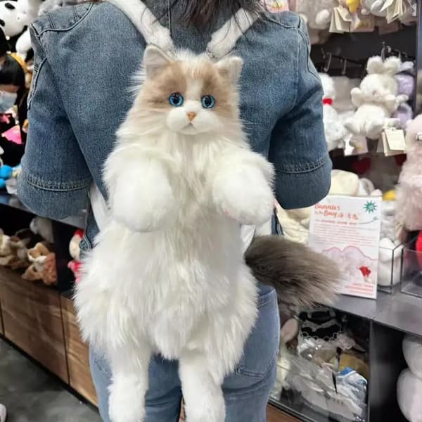 Plush rygsæk, Kawaii kat design, Justerbare stropper,A2