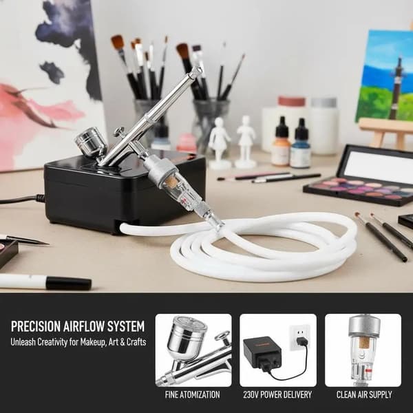 Airbrush-set, dubbelverkande, 30 psi kompressor, Röd