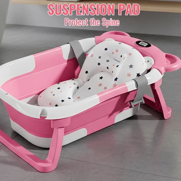 Babytub, Fällbar, Integrerad Termometer,Rosa