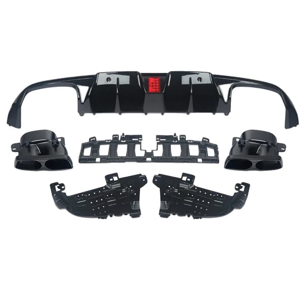 Bumper Diffuser, PP Plastmaterial, Kompatibel med AMG-Line Modeller,Glansig svart