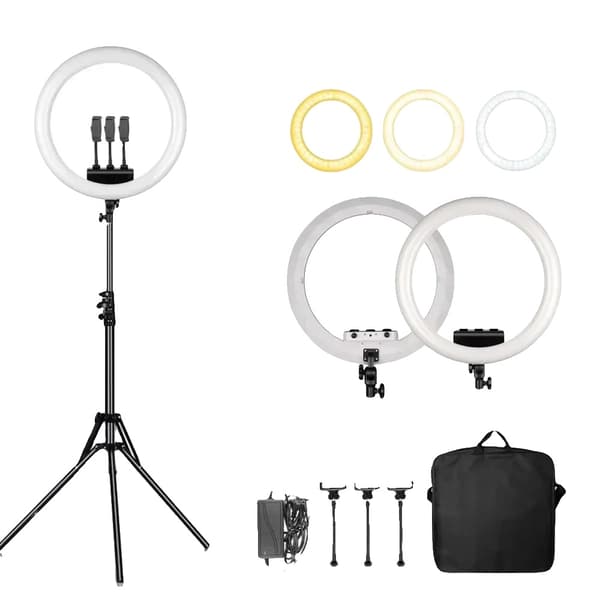 Ring Light, Dæmpbar Lysstyrke, 360° Rotation,184cm Hvid