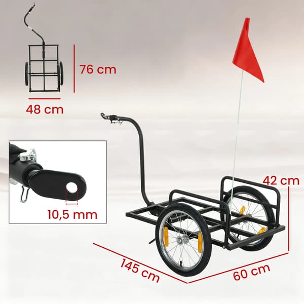Cykeltrailer, Stål Konstruktion, 40 kg Belastningsevne,sort