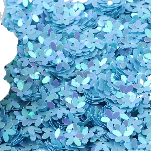 Pailletter, Blomsterform, DIY Håndværksmaterialer,lys blå, 10mm 50g