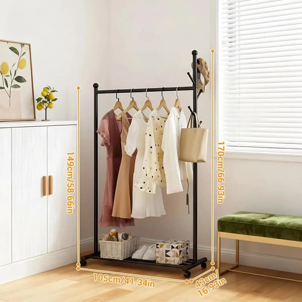 Tøjstativ, Metal Konstruktion, Justerbart Design,Sort 105cm