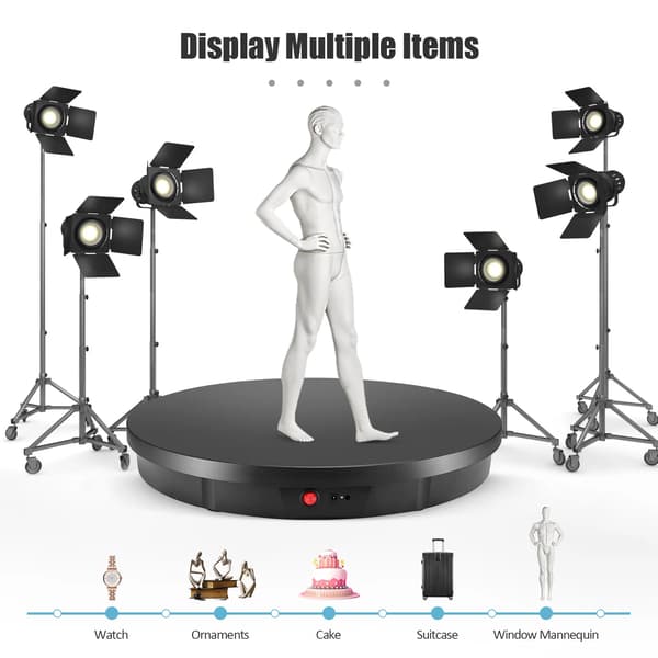 Roterende Display Stativ, 360° Rotation, Batteridrevet,sort