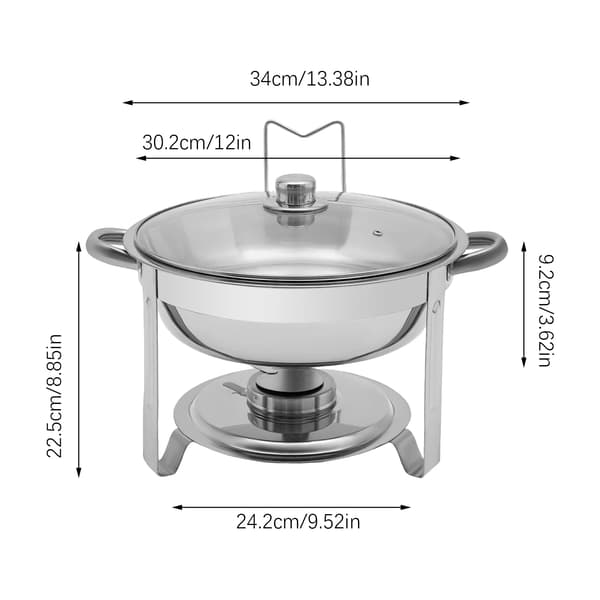 Chafing Dish, Rund Matvärmare, Glaslock,Silver