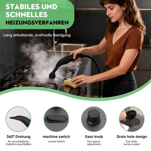 Håndholdt damprenser, 1350W effekt, 1200ml kapacitet,Grå