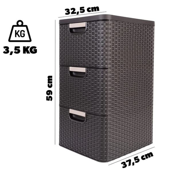 Bogreol, 3 Skuffer, Nem Vedligeholdelse,Brun