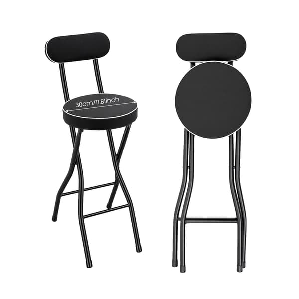 Høj Stol, Sammenklappeligt Design, Komfortable Puder,sort