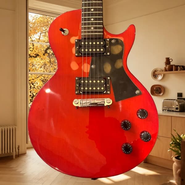 Gitarr, rosenträsgrepp, fast stall,Röd