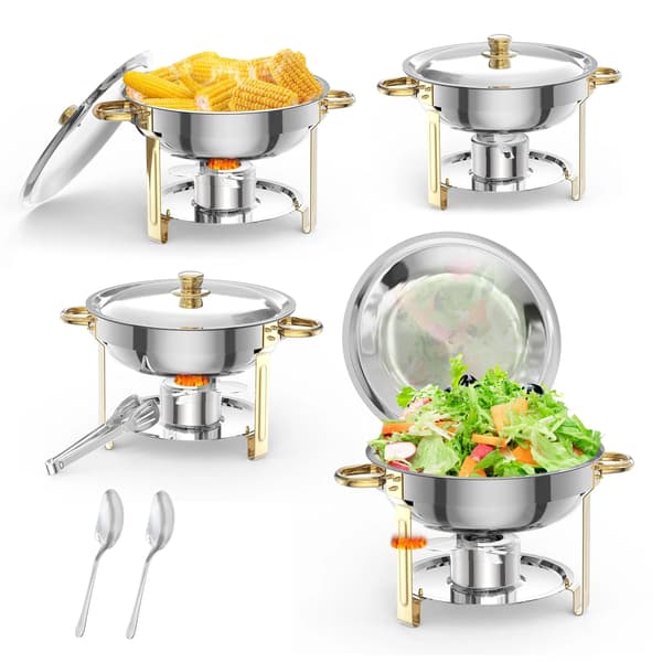 Chafing Dish Sæt, Rustfrit Stål, 5L Kapacitet,4 Pakke
