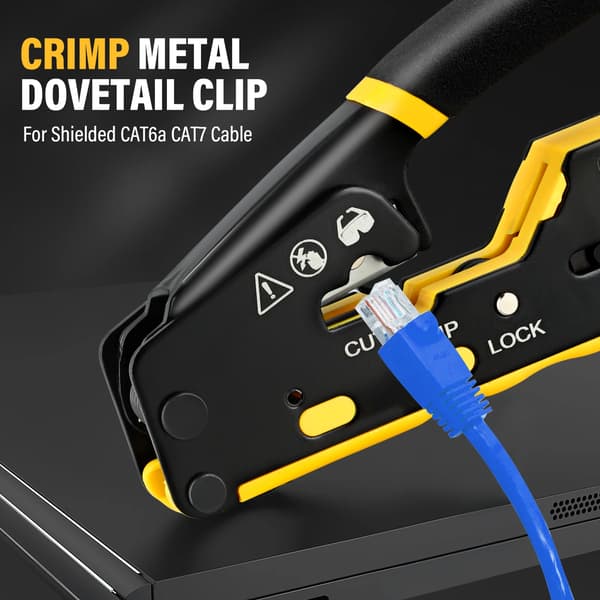 RJ45 Crimp Værktøj, Pass-Through Teknologi, Multifunktionelt Sæt,sort
