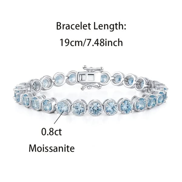Armbånd, 925 Sølv, Moissanite Sten,Marineblå