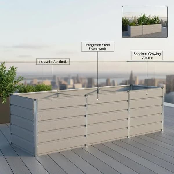 Planter, Hållbart Stål, Industriell Design,Ljusgrå