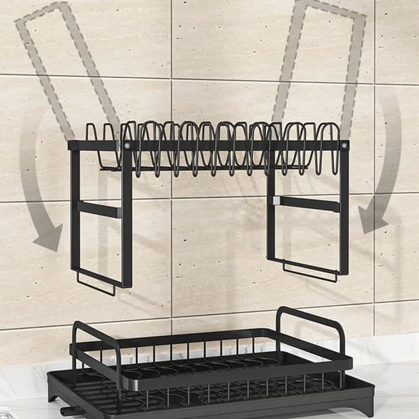 Diskställ, 2-våningsdesign, hållbar kolstål,svart