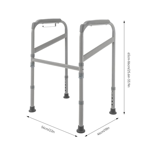 Toalettsäkerhetsstöd, Justerbar Höjd 65-86 cm, Stöder Upp Till 200 kg,Ljusgrå