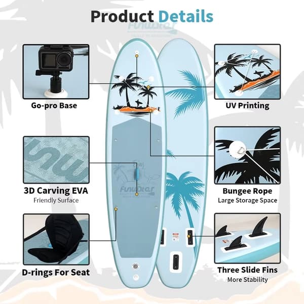 Oppustelig Stand-Up Paddleboard, Holdbart Materiale, Alsidig Brug,335*84*15cm