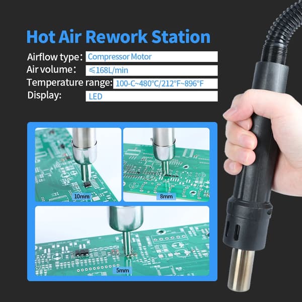 Lödstation, Varmluftspistol, Precise Temperaturkontroll,938bd plus -i, 220V EU