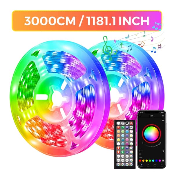 LED-remsor, Smart kontroll, Musiksynk,30M