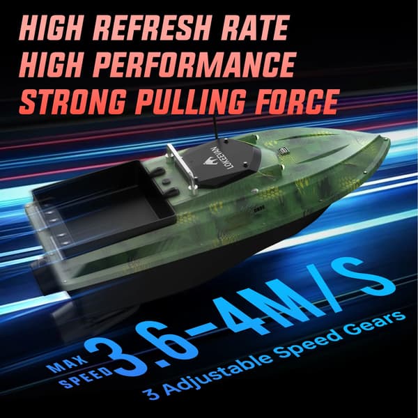 GPS Bait Boat, Dobbelt Positioneringssystem, Langdistancekontrol,D80E Grøn python