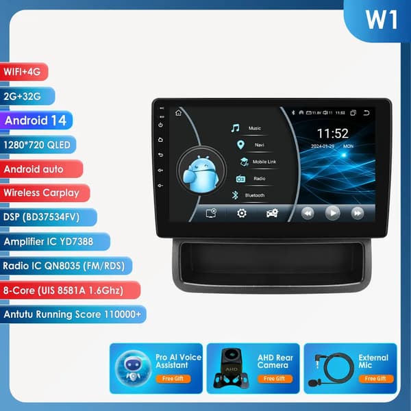Carplay, Touchscreen Display, Navigationssystem, kompatibel med Renault Trafic 2010 - 2014,W1 AI AHDC2