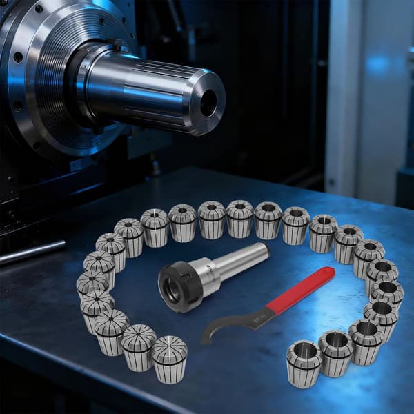 Collet Chuck, 23 dele sæt, kompatibel med CNC-maskiner,Sølv