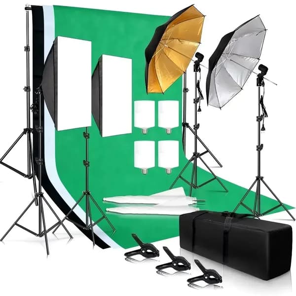 Softbox belysningskit, flere baggrunde, nem opsætning,Foto Studio Sæt 54