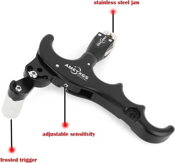 Bueskydning Udgivelseshjælp, 4-Finger Mekanisme, 360° Drejetrigger,sort