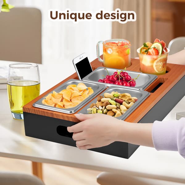 Snack Box, Træbygning, Multifunktionelt Design,sort