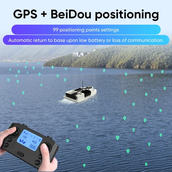 Baitbåd, GPS-navigation, lang driftstid,12000 mAh