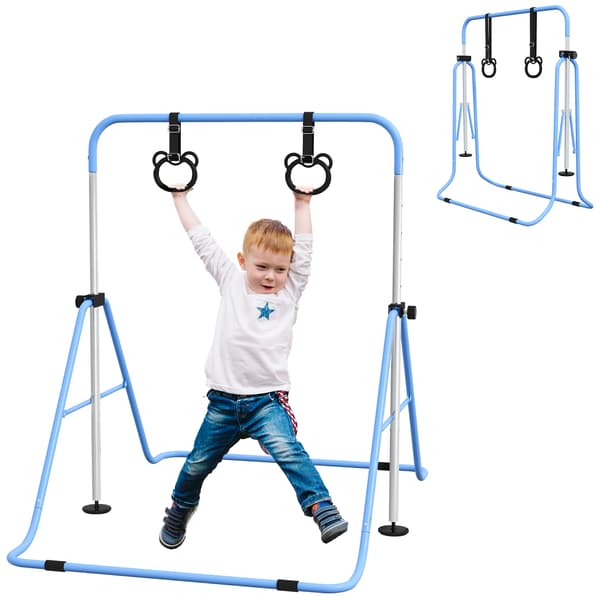 Gymnastikstång, Justerbar Höjd, Fällbar Design, Blå