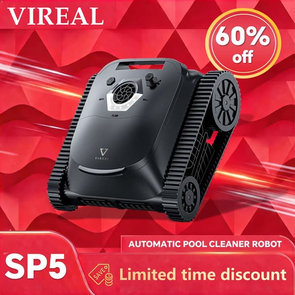 Robot Pool Cleaner, Trådløs, Automatisk Rengøringsrobot,sort