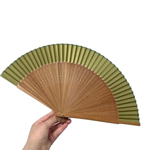 Fällbar Handfläkt, Elegant Design, Bärbar och Lättviktig,grön brun