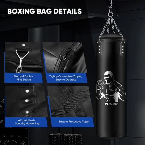 Punch Bag Sæt, Komplet Træningsudstyr, Holdbart Materiale,sort