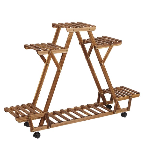 Växtställ, Mobilitetsfunktioner, Stilig Triangulär Design,Brun