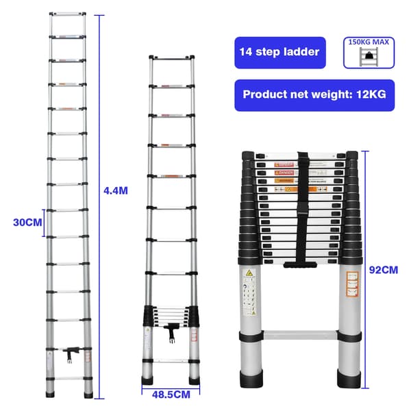 Teleskopstige, 150 kg Belastningsevne, Bærbart Design,Sølv