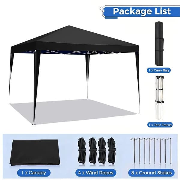 Gazebo, UV-beskyttelse, Nem opsætning,Sort-3x3Meter