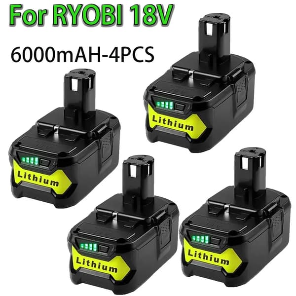 Erstatningsbatteri, 18V, 6000mAh kapacitet,6000mAH-4PCS
