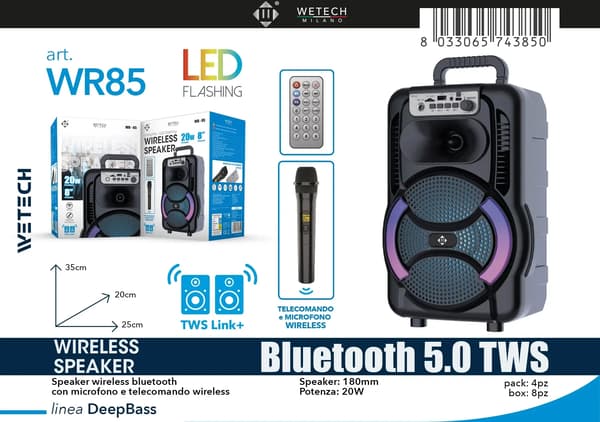 Bluetooth-högtalare, Bärbar design, LED-lampor,WR85