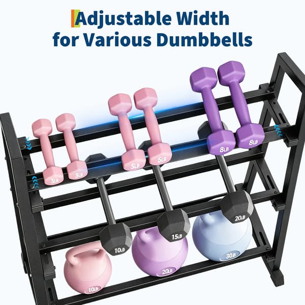 Dumbbell Rack, Justerbar, Kraftig Design,sort